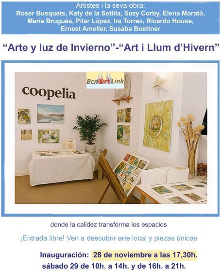 Exposición "Arte y luz de Invierno" en la sala Coopelia con varias obras y artistas en noviembre 2025.
